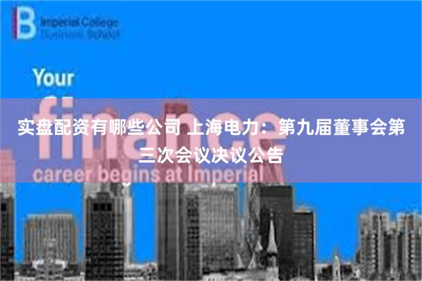 实盘配资有哪些公司 上海电力:第九届董事会第三次会议决议公告