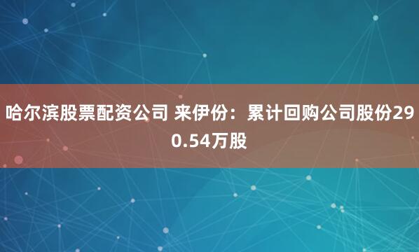 哈尔滨股票配资公司 来伊份：累计回购公司股份290.54万股