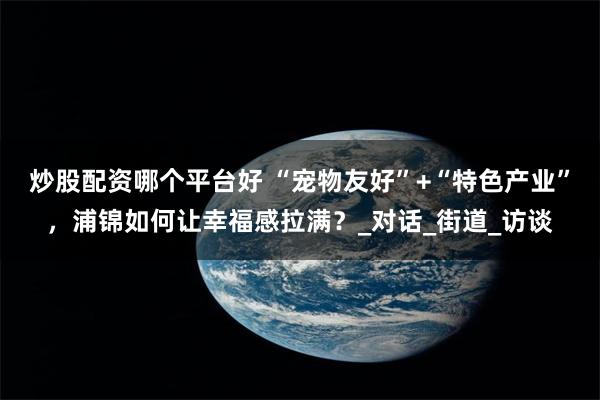 炒股配资哪个平台好 “宠物友好”+“特色产业”，浦锦如何让幸福感拉满？_对话_街道_访谈